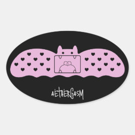 Roze vleermuisverband versie 1 ovale sticker
