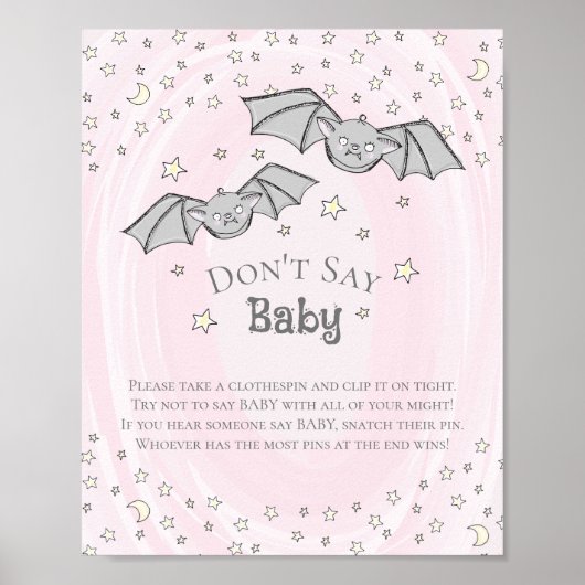Roze vleermuizen zeggen geen Baby Baby shower spel Poster (Voorkant)