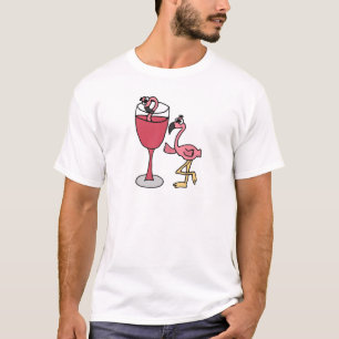 Roze vleugelflamingo in Blush Wine Glass T-shirt