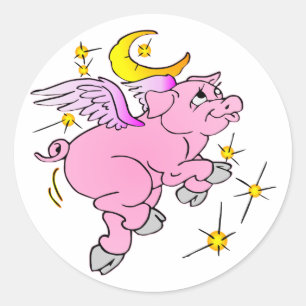 Roze Vliegend Varken #003 Ronde Sticker