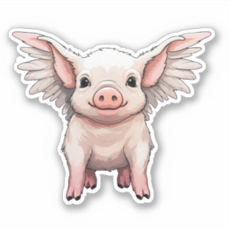 Roze Vliegend Varken sticker