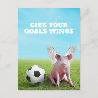 Roze Vliegende Varkensvoetbal Grappige Inspirerend Briefkaart