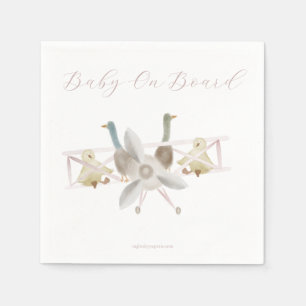 Roze vliegtuig babyshower servetten