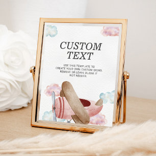  roze vliegtuig Birthday Party Custom Sign Poster