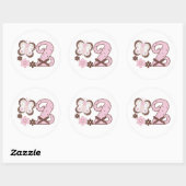 Roze vlinder 2e verjaardag Klassieke ronde Sticker (Vel)