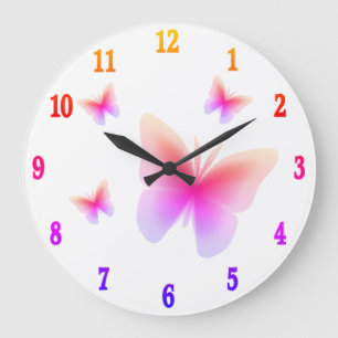  roze vlinder Afdrukken op roze Grote Klok