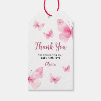 Roze Vlinder Baby Shower Bedankt Cadeaulabel