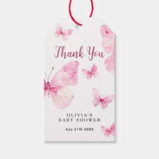 Roze Vlinder Baby Shower Bedankt Cadeaulabel