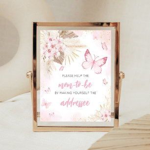 Roze Vlinder Baby Shower Envelop Station Bord Poster
