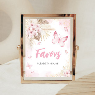 Roze Vlinder Baby Shower Favor Bord Poster