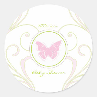 Roze Vlinder Baby shower Favor Sticker