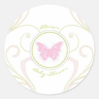 Roze Vlinder Baby shower Favor Sticker