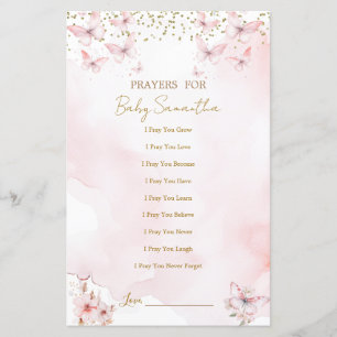 Roze Vlinder Baby shower Gebeden voor Baby Game