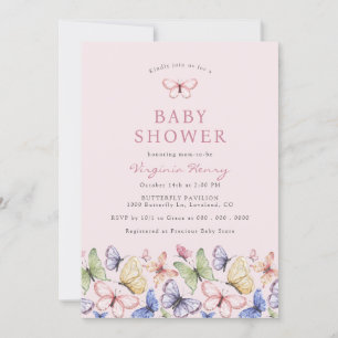 Roze Vlinder Baby Shower Kaart