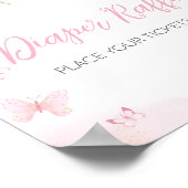 Roze Vlinder Baby shower Luier Raffle Poster (Hoek)