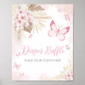 Roze Vlinder Baby shower Luier Raffle Poster (Voorkant)