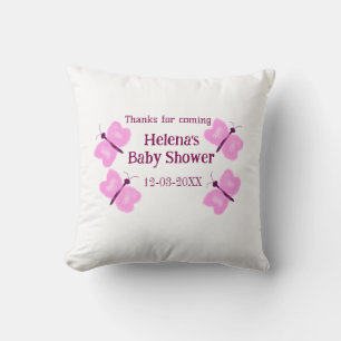 Roze vlinder Baby shower waterverf naam toevoegen Kussen