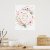 Roze Vlinder Baptisme welkomstbord Poster (Keuken)