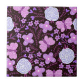 Roze vlinder bloem tegeltje (Voorkant)