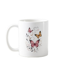 Roze Vlinder Bloemige Botanische Ontwerp
