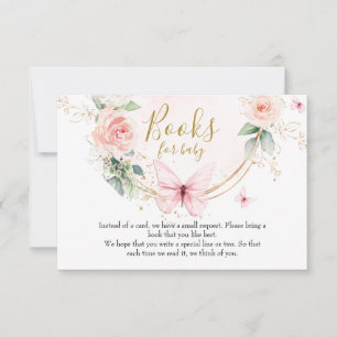Roze vlinder Boeken voor baby kaart