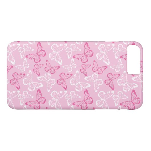 Roze vlinder Case-Mate iPhone case (Achterkant (Horizontaal))