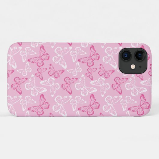 Roze vlinder Case-Mate iPhone case (Achterkant (horizontaal))