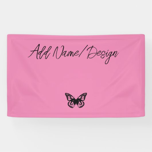 Roze vlinder - Creëer uw eigen (CYO) banner (Horizontaal)