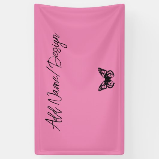 Roze vlinder - Creëer uw eigen (CYO) banner (Verticaal)