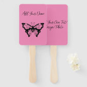 Roze vlinder - Creëer uw eigen (CYO) handventilato Handwaaier (Voorkant en achterkant)