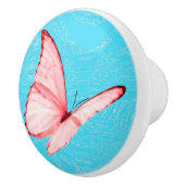 Roze Vlinder Cyaan Keramische Pull Knop (Rechts)