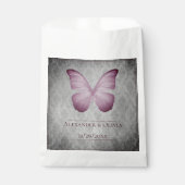 Roze  vlinder Damask bruiloft Bedankzakje (Voorkant)