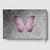 Roze  vlinder Damask bruiloft Gastenboek (Achterkant)