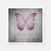 Roze  vlinder Damask bruiloft Servet (Voorkant)