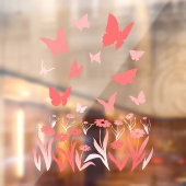Roze vlinder Decale vlinderbloem - koeling Raamsticker (Vel 2)