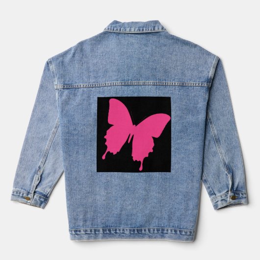 Roze vlinder denim jacket (Achterkant)