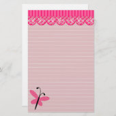 Roze vlinder en kant Briefpapier (Voorkant / Achterkant)