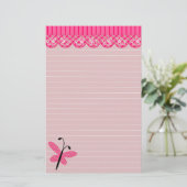 Roze vlinder en kant Briefpapier (Staand voorkant)