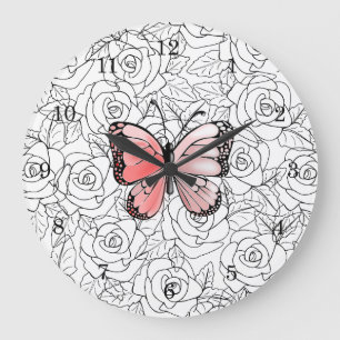 Roze vlinder en Rozen kunst - Grote Klok