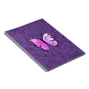 Roze vlinder en Rozen kunst - Notitieboek