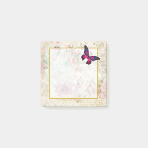 Roze vlinder en Rozen Shabby Post-it® Notes