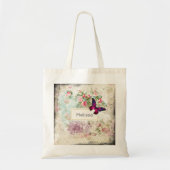 Roze vlinder en Rozen Shabby Tote Bag (Voorkant)