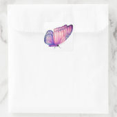 Roze vlinder envelop afdichtingen vierkante sticker (Tas)