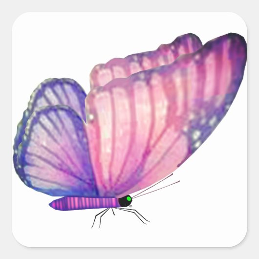 Roze vlinder envelop afdichtingen vierkante sticker (Voorkant)