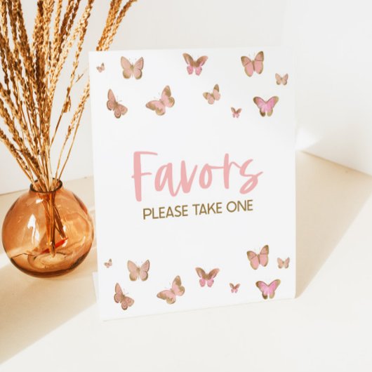 Roze Vlinder Feest Favorieten Tafel Bord Reclamebord Met Voetstuk