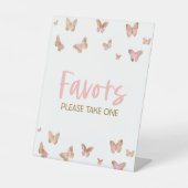 Roze Vlinder Feest Favorieten Tafel Bord Reclamebord Met Voetstuk (Voorkant)