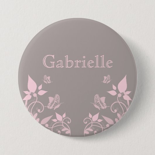 Roze vlinder Floral Button (Voorkant)