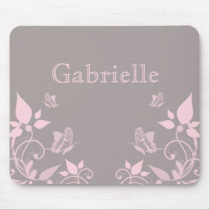 Roze vlinder Floral Mousepad Muismat
