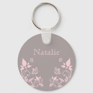 Roze vlinder Floral Sleutelhanger