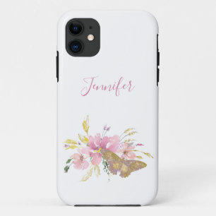  roze vlinder gepersonaliseerd  iPhone 11 hoesje